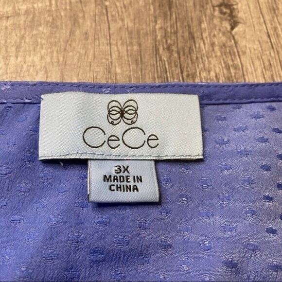 Cece Royal Blue Jacquard Polka Dot Blouse Womens 3X Dressy Top Tassel Boho - Picture 7 of 8